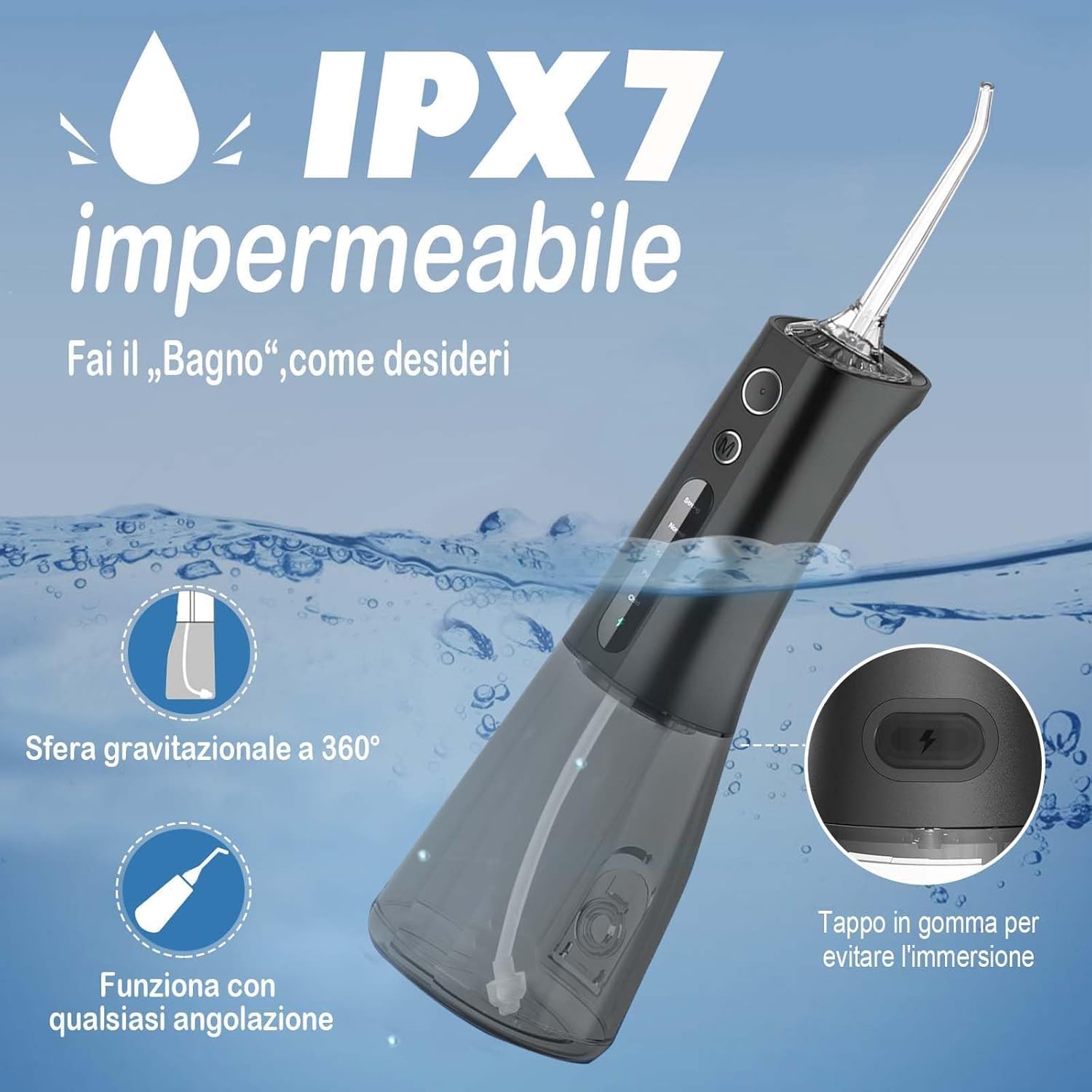 SURFOU Water Flosser displaying its 5 cleaning modes