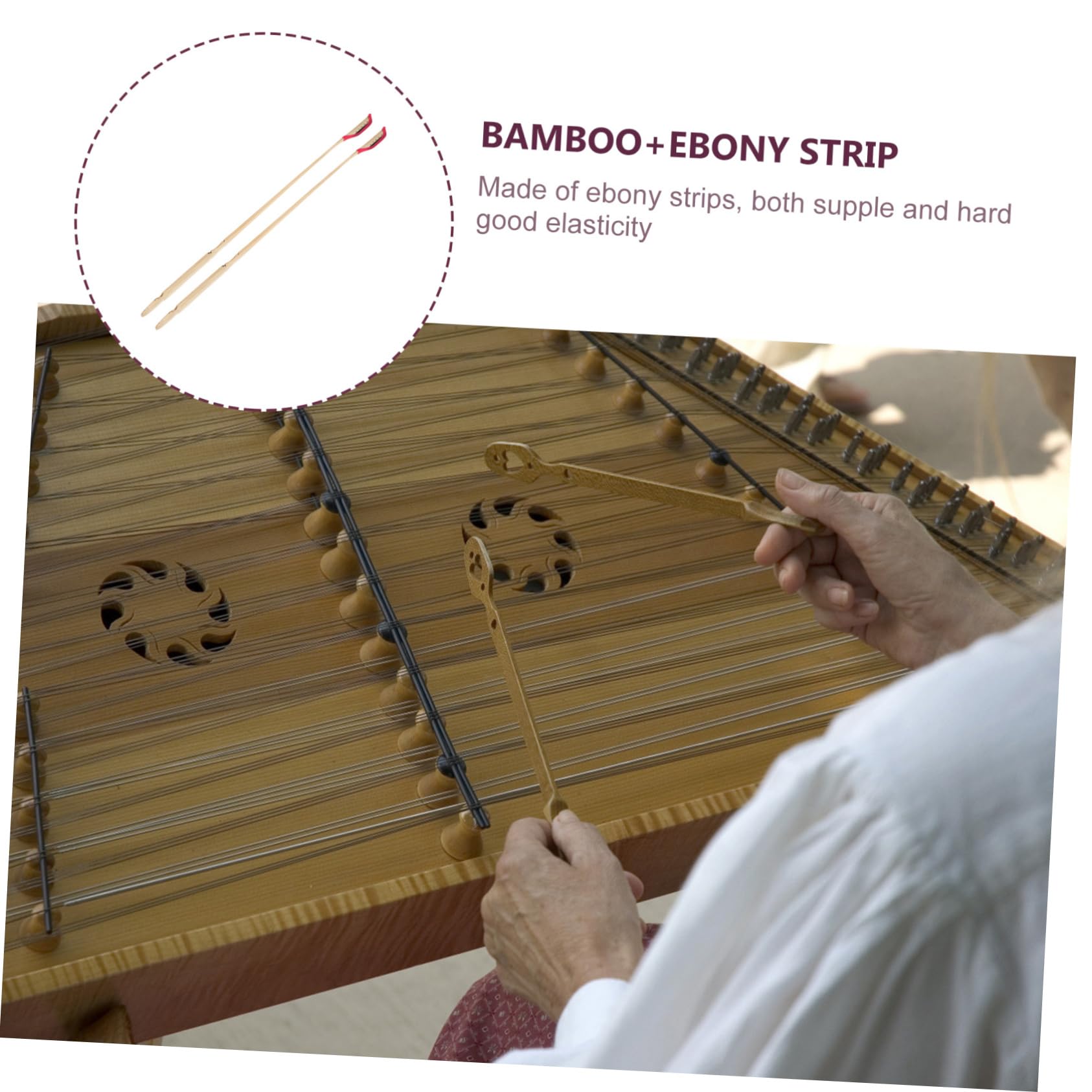 VICASKY 2pcs Yangqin Bamboo Yangqin Hammer Dulcimer Mallet Yangqin Jean Ebony Head for Yangqin Dulcimer Accessories Stretch Jeans Durable Dulcimer Bamboo Yueqin Ebony Bar - Image 5