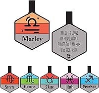 Vista 1 de Placa silenciosa para perro personalizada con 5 líneas de identificación de mascotas de silicona duradera y grabada profundamente, hexágono