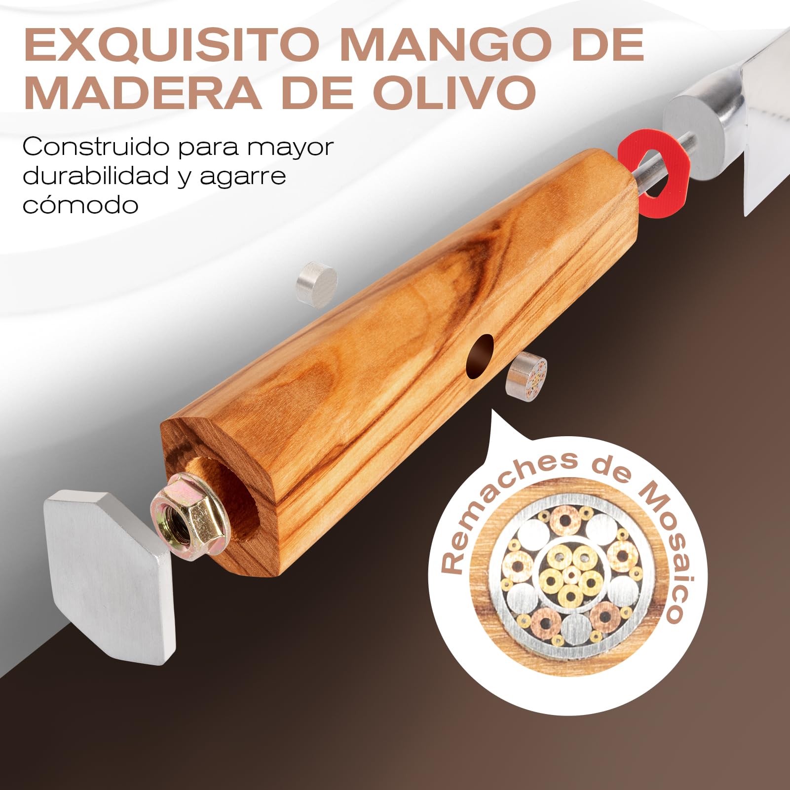 Set de Cuchillos Para Trinchar 2 Piezas, Cuchillo Rebanador de 22,5cm y Tenedor, Cuchillo para Carne de Acero Damasco de 67 Capas, Núcleo de Corte VG10 con Mango de Madera de Olivo