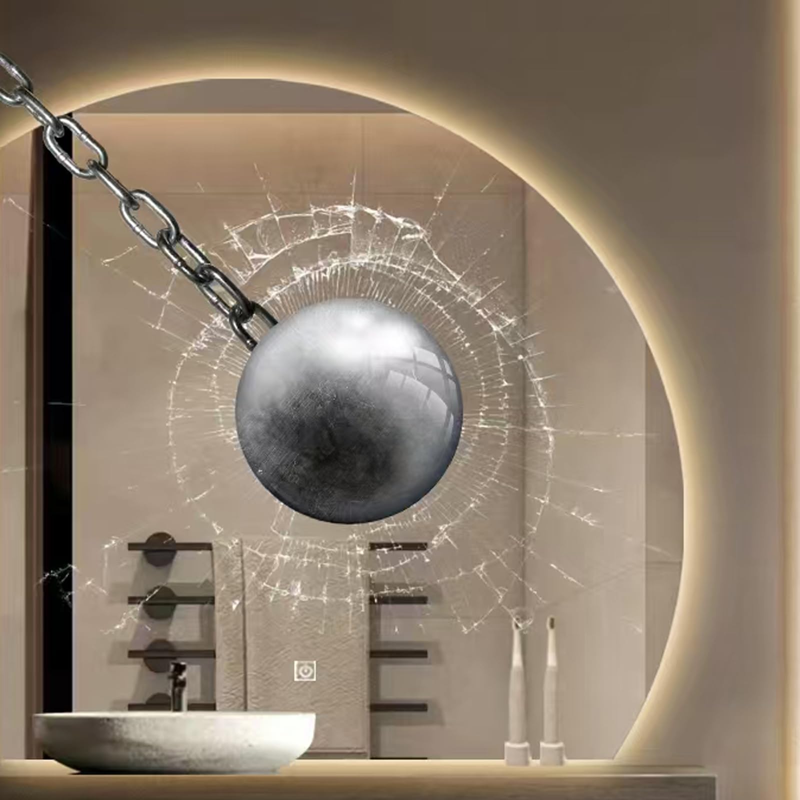 Specchio Espejo de baño LED semicircular sin marco de 80 cm, espejo de tocador de pared retroiluminado con control táctil, espejo de maquillaje inteligente con 3 colores regulables para baños mod