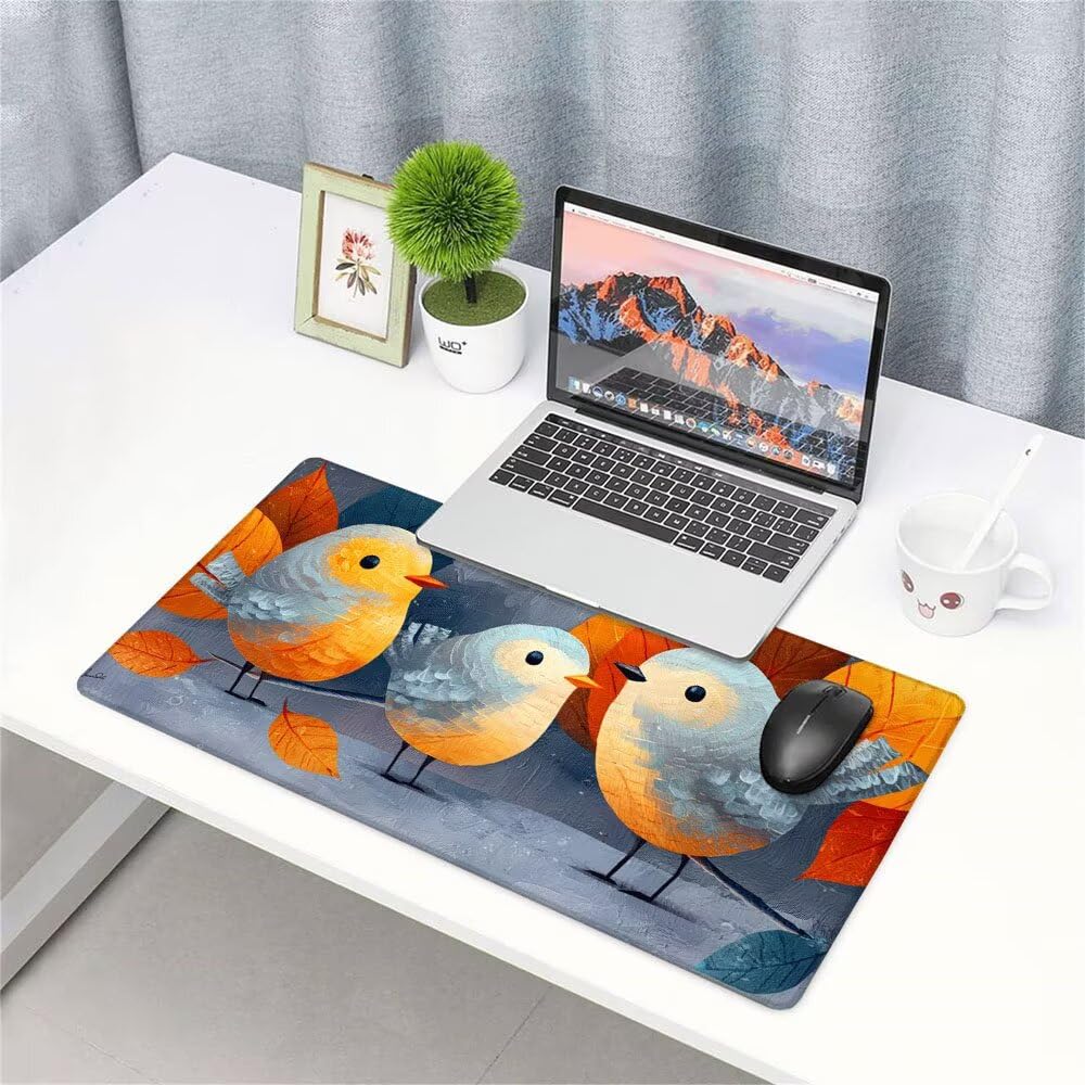 Alfombrilla de Mouse para Juegos, Blu, XXL, Antideslizante, Impermeable, Diseño de Uccello, Extendido, Grande, 1200x600x3mm, para PC, Laptop, Ufficio, Famiglia d-813