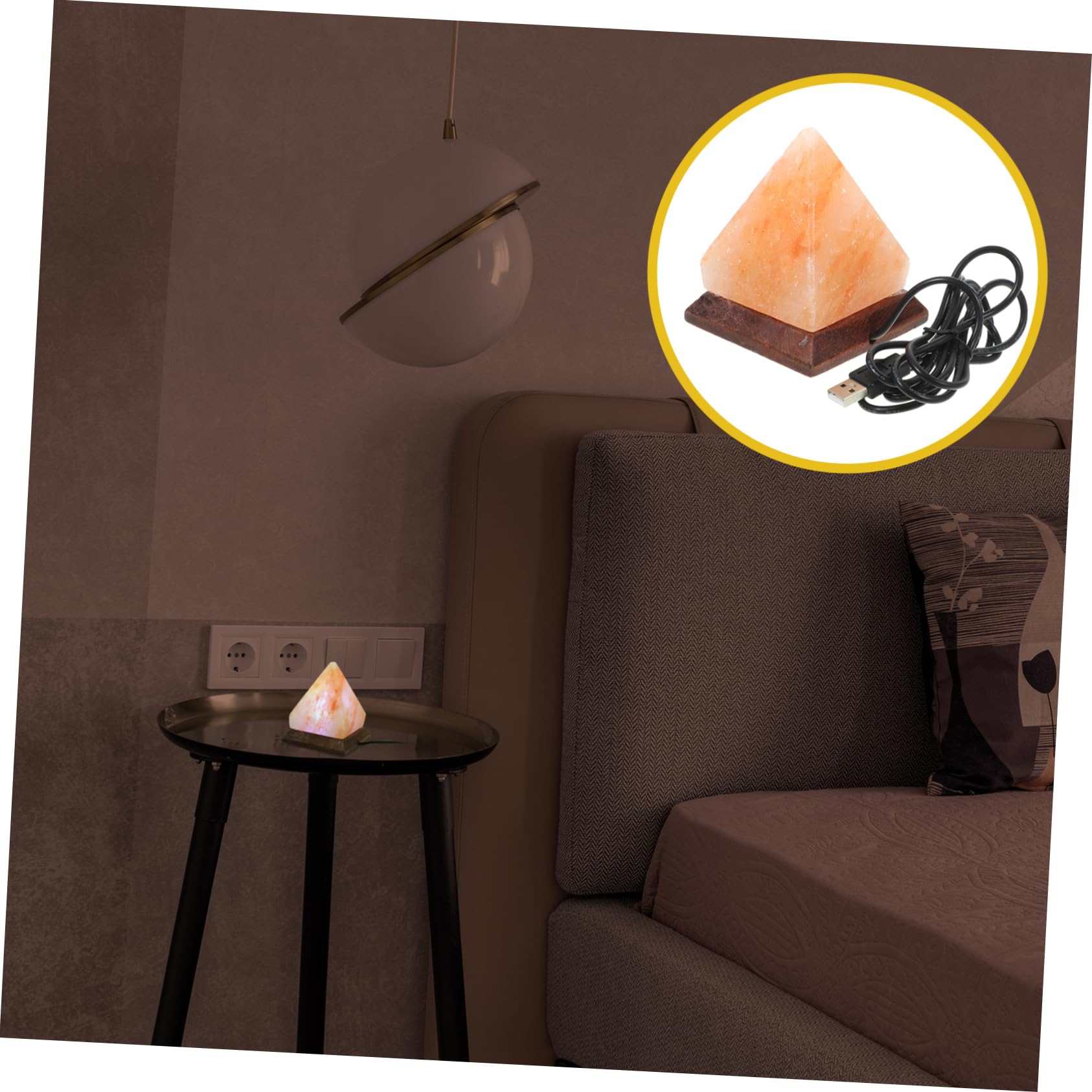 Ciieeo Pyramid Foot Dome White Himalayan Night Light Decorative Night Light for Living Room