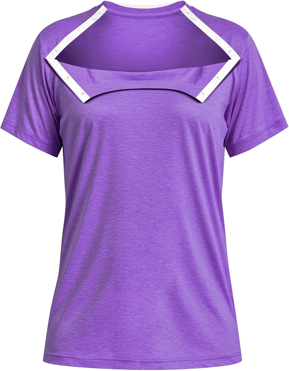 Women's Chemo Shirts for Port Access Chemotherapy Post Shoulder Surgery Shirts Snap Off The Shoulder Shirt