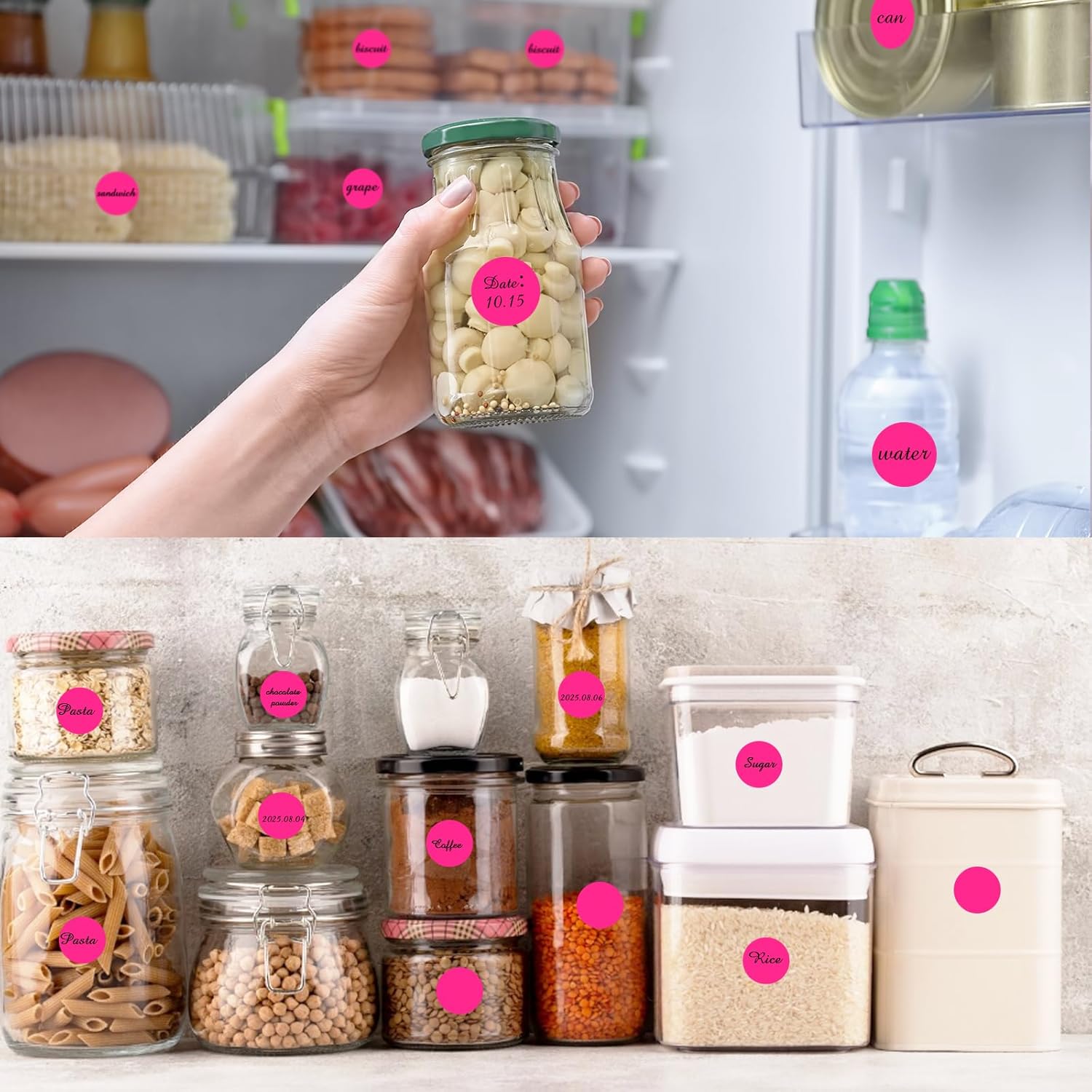 1 inch Neon Dot Sticker Labels, Round Fluorescence Pink Stickers Label Writable Not Blurry (500Pcs) - Image 3