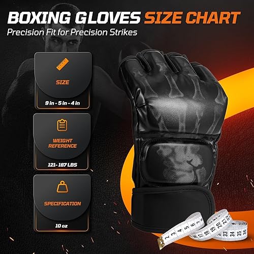 Miniatura 7 de Flexzion, guantes de boxeo con dedos descubiertos - Grappling, MMA, Muay Thai, UFC, sparring, los mejores guantes, Sanda, combate, entrenamiento,
