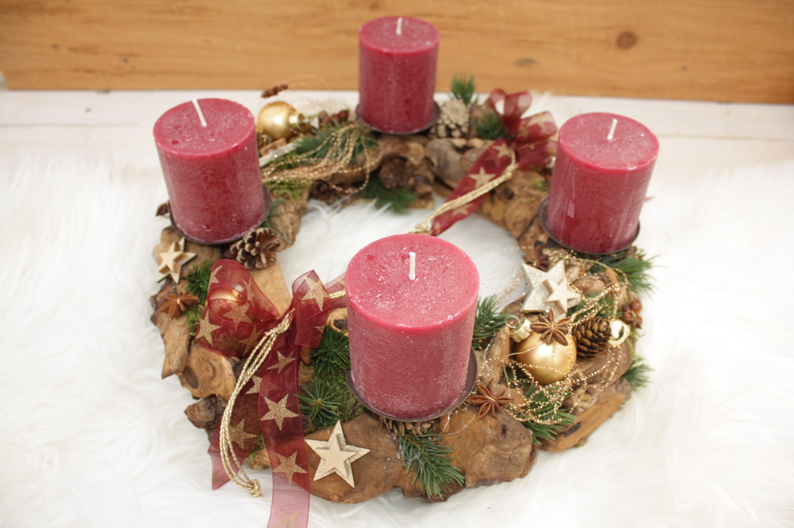 Adventskranz D40cm Altrot haltbar