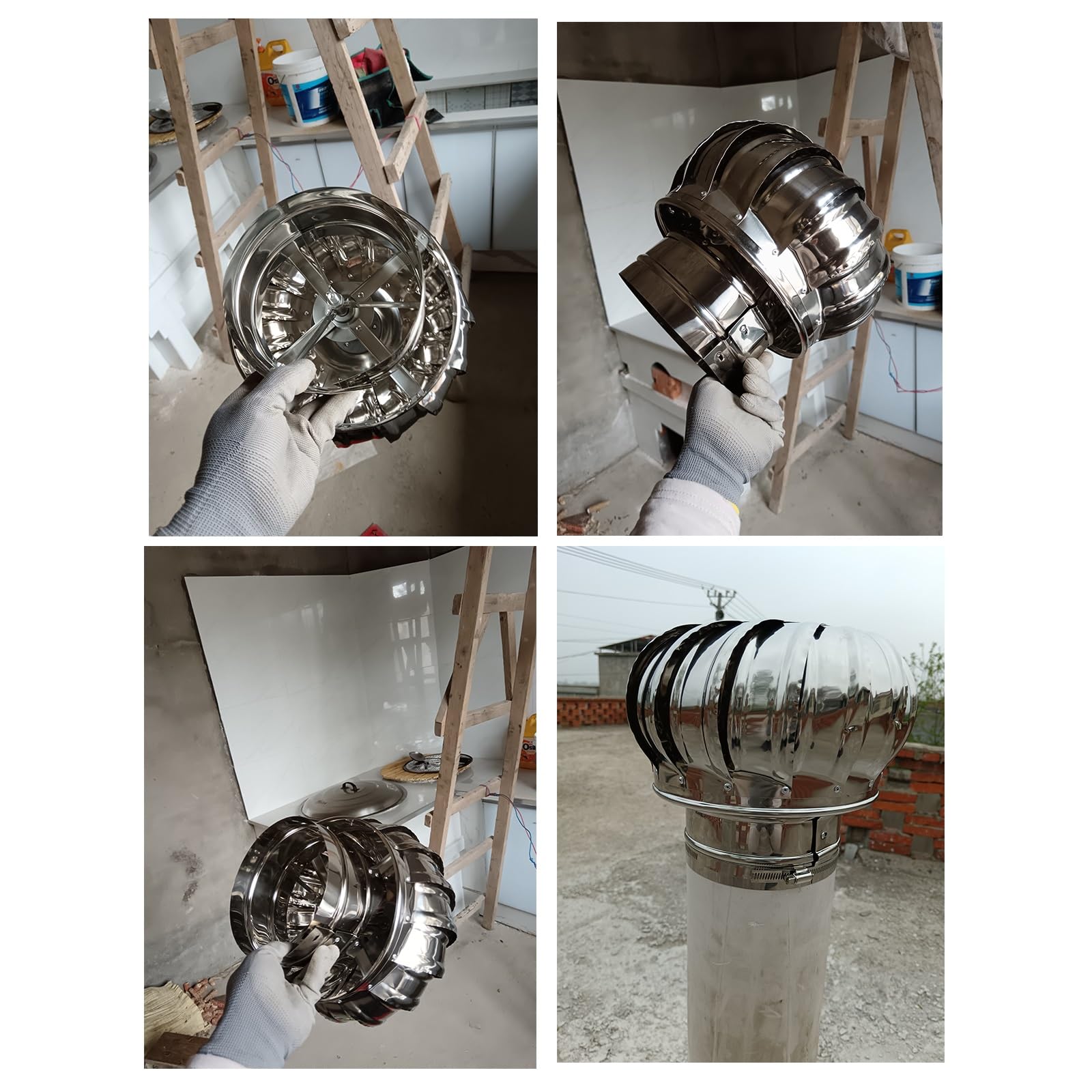 Stal nierdzewna 304 bezsilna wentylacja wyciągowa kula wentylator dachowy kula chłodząca rura pcv przez przeciwdeszczowa nasadka wydechowa 110mm,160mm,200mm1 sztuka(200mm)
