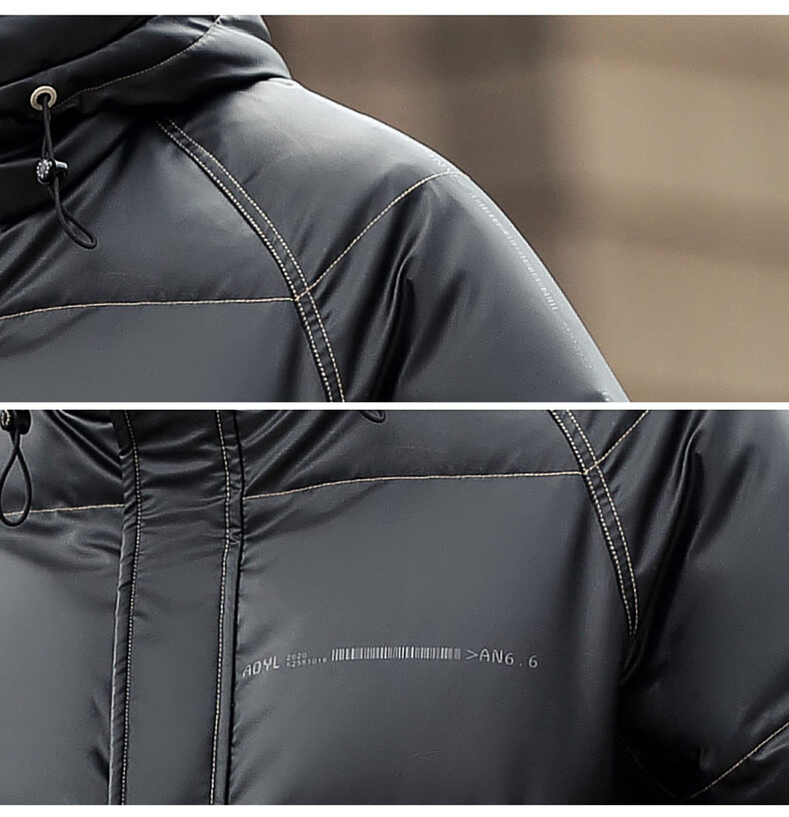 Chaqueta de Plumón para Hombre con Capucha Abrigo Moderno Reflectante Prendas de Abrigo de Invierno Resistentes al Agua y al Viento,Silver,L(167cm68kg)