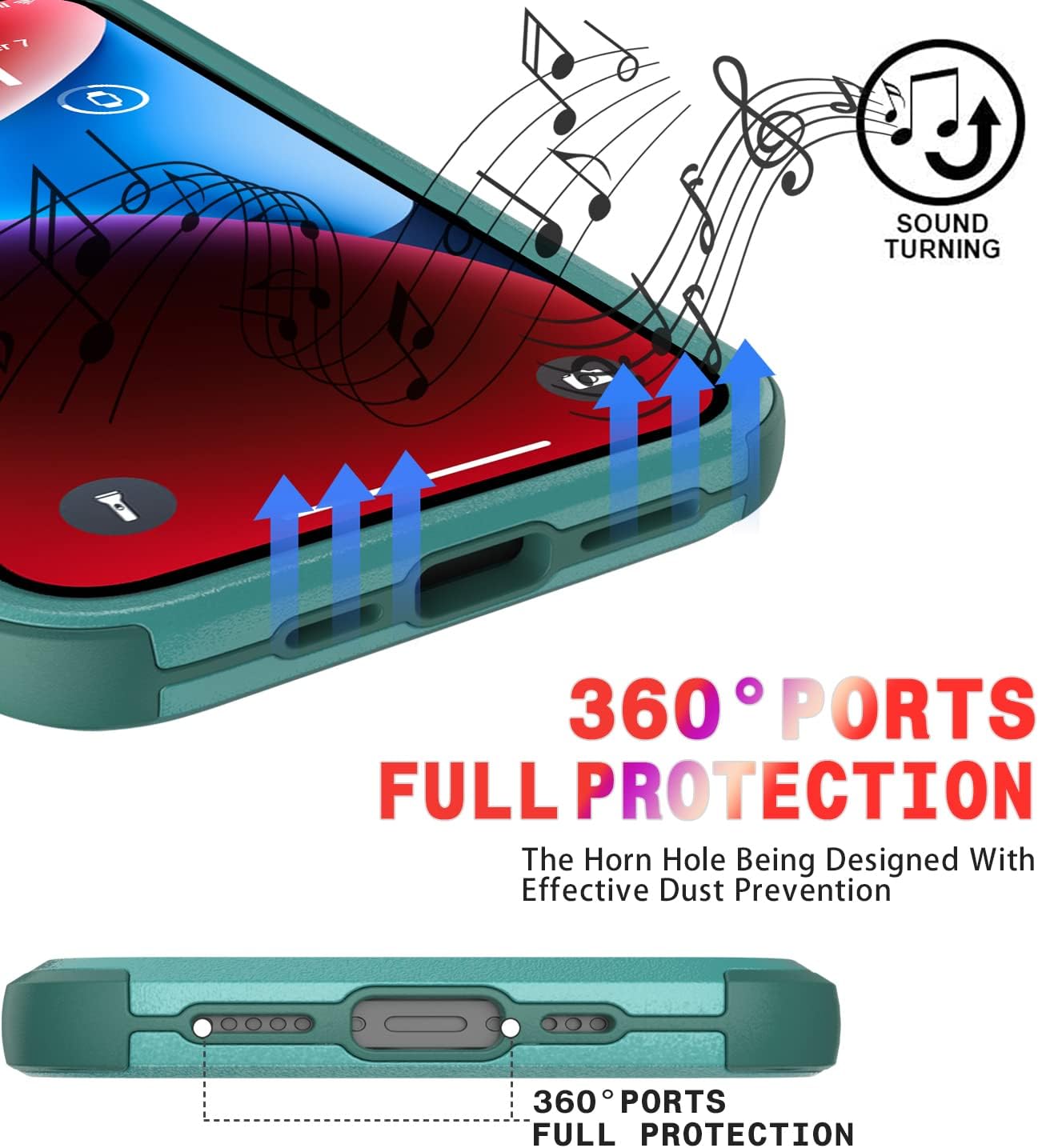  for iPhone 14 Case [Shockproof] [Dropproof] [Tempered Glass Screen + Camera Lens Protector],Heavy Duty Protection Phone Case Cover for Apple iPhone 14 (Teal) thumbnail