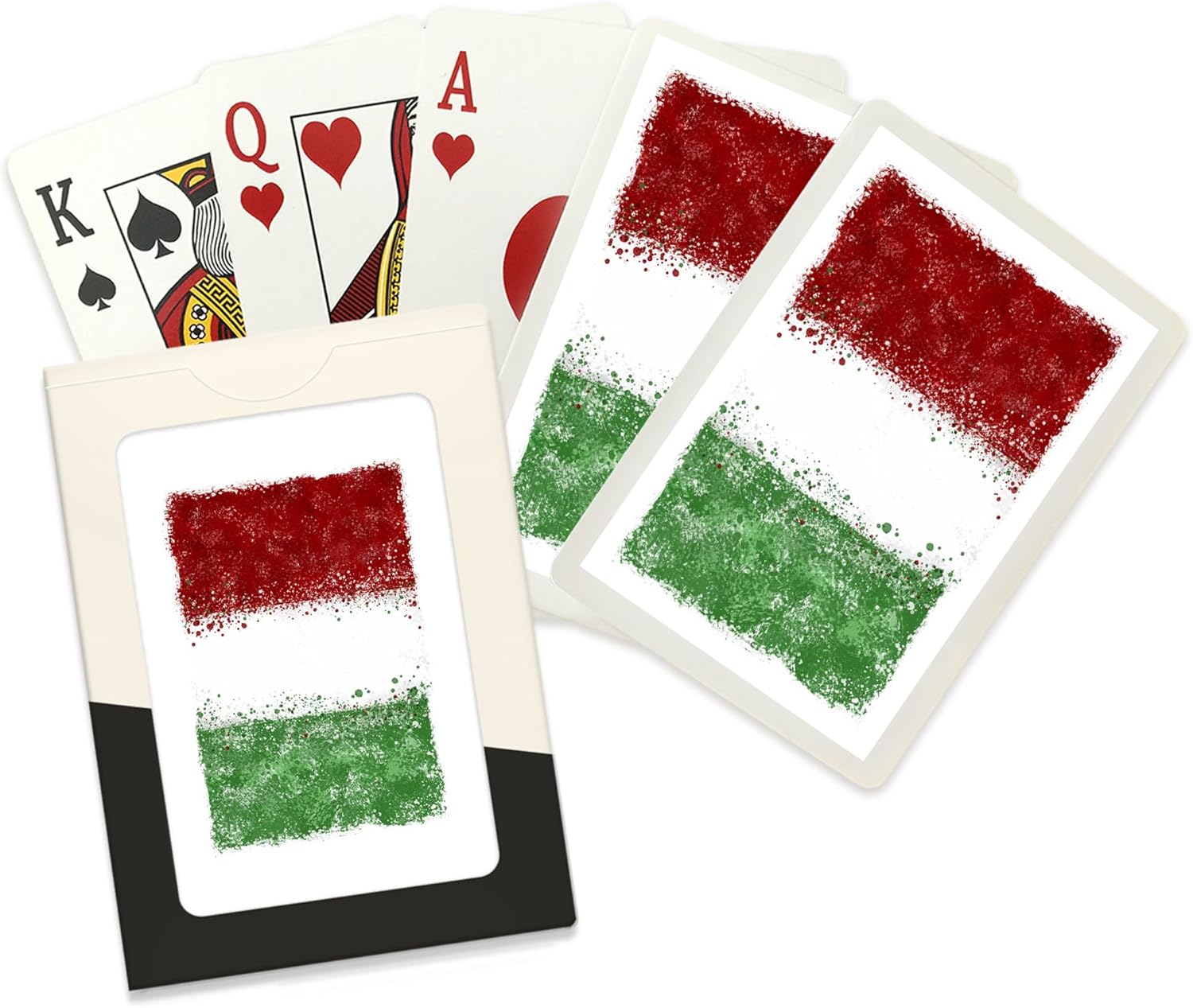 Lantern Press Italian Flag, Abstract Watercolor Splatter, 52 Playing Cards for Adults, Poker Size Card Deck
