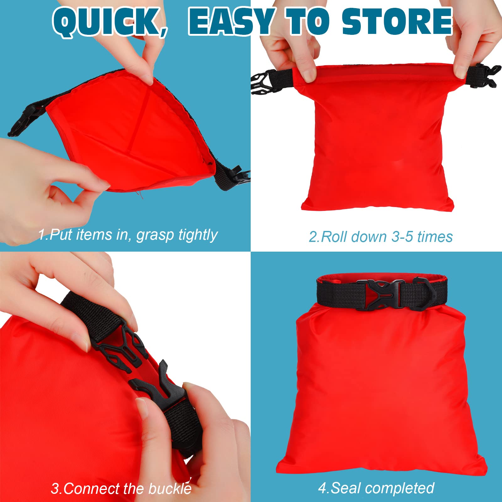 LEIFIDE Ultraleichte Trockentaschen, 5 Größen, leicht, luftdicht, wasserdicht, Ripstop-Campingausrüstung, tragbarer Roll-Top-Trockensack für Rucksackreisen, Kajakfahren, Wandern, Schwimmen, Bootfahren