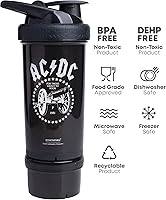 Vista 4 de Smartshake Revive ACDC - Botellas mezcladoras de proteínas de 25 onzas Vaso agitador inteligente para entrenamiento con almacenamiento para polvo +