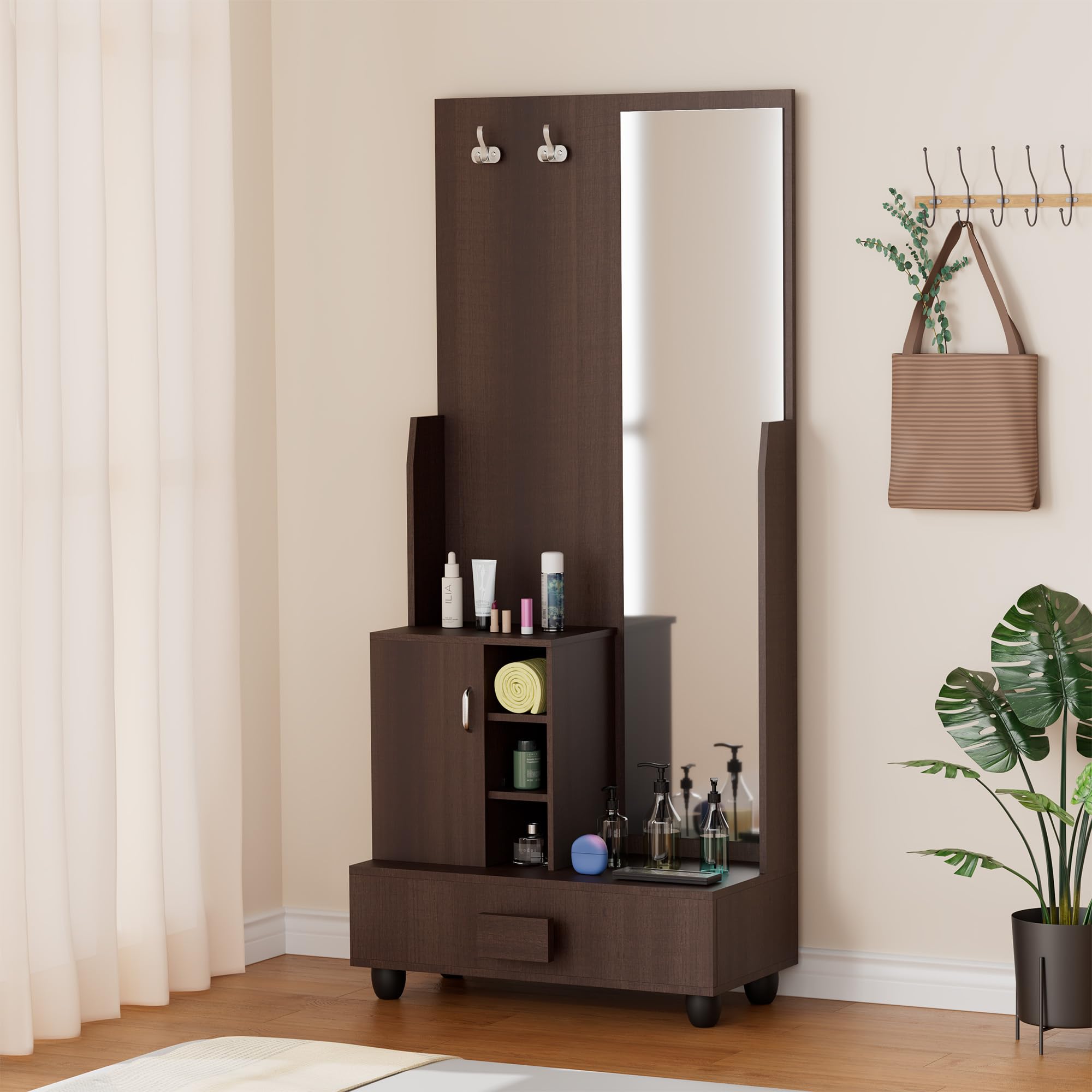 Amazon Brand - Solimo Miridical Engineered Wood Dressing Table (Dark Elm Finish)