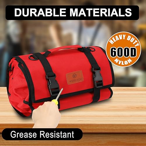 Miniatura 10 de Rollo de herramientas - Organizador de herramientas de llave de lona con 4 bolsillos (negro)