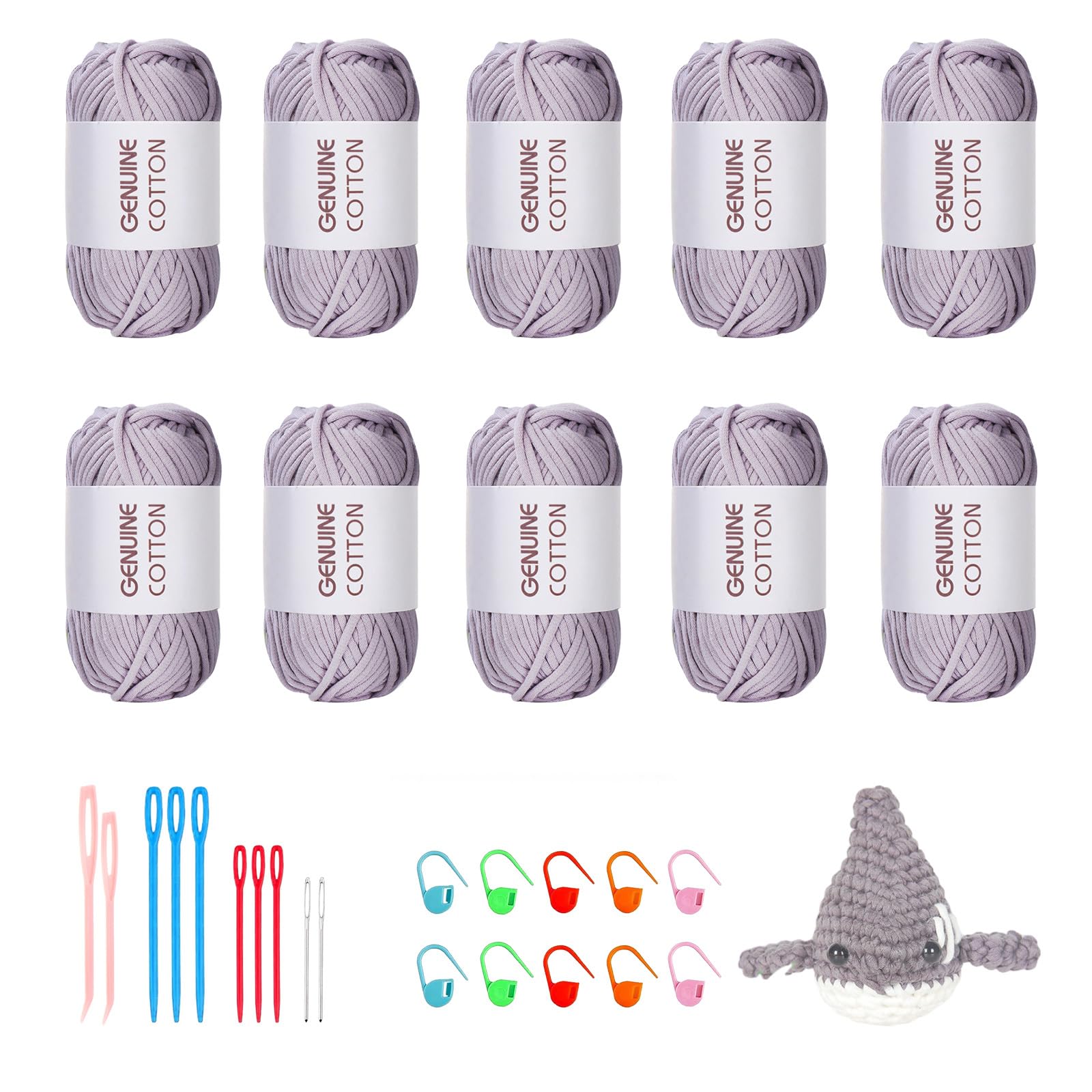 Maxee 5X50g Dickes Garn Baumwolle zum Häkeln, Chunky Häkelgarn für Anfänger, Kein Geteiltes Häkeln Amigurumi Wolle, Klobiges Baumwollgarn Einfaches Strickgarn zum Häkeln Stricke