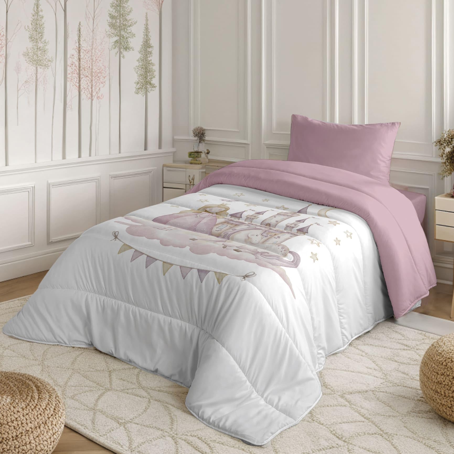 NATURALS - Edredón Nórdico Infantil Estampado 300 Gramos Cama 105-100% Microfibra Transpirable Tacto Pluma - 200x260 cm - Acolchado Extra Suave - Otoño/Invierno - Fabricado en España