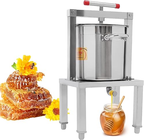 Miniatura 3 de LYNICESHOP Prensa de vino de frutas, prensa manual de miel de fruta grande, extractor de cera de abeja, máquina de apicultura, sidra, vino, uva,