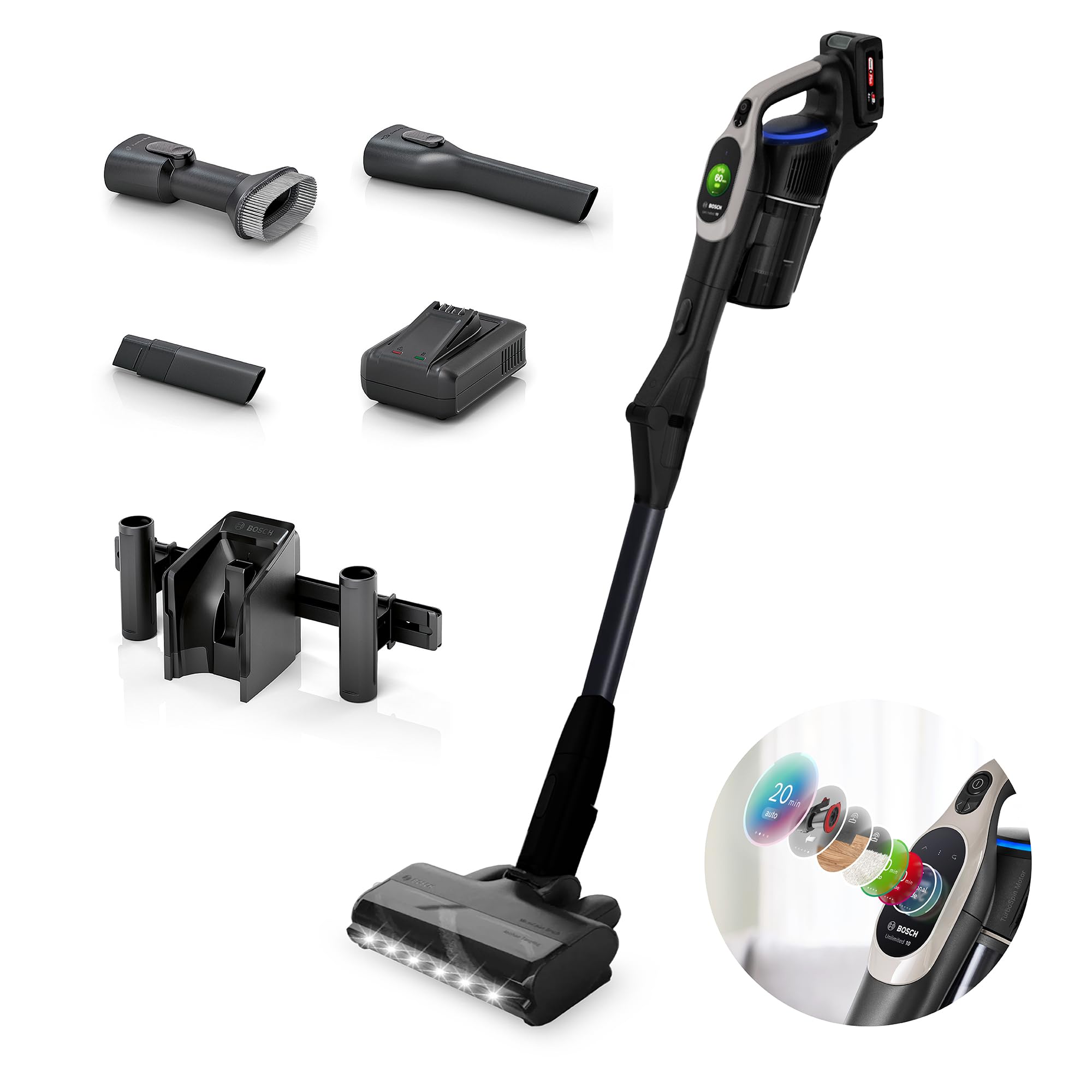 Bosch Unlimited 10 BBS1041GGB Cordless Vacuum Cleaner - Graphite - 18V Lithium-Ion Battery - 80 min Runtime
