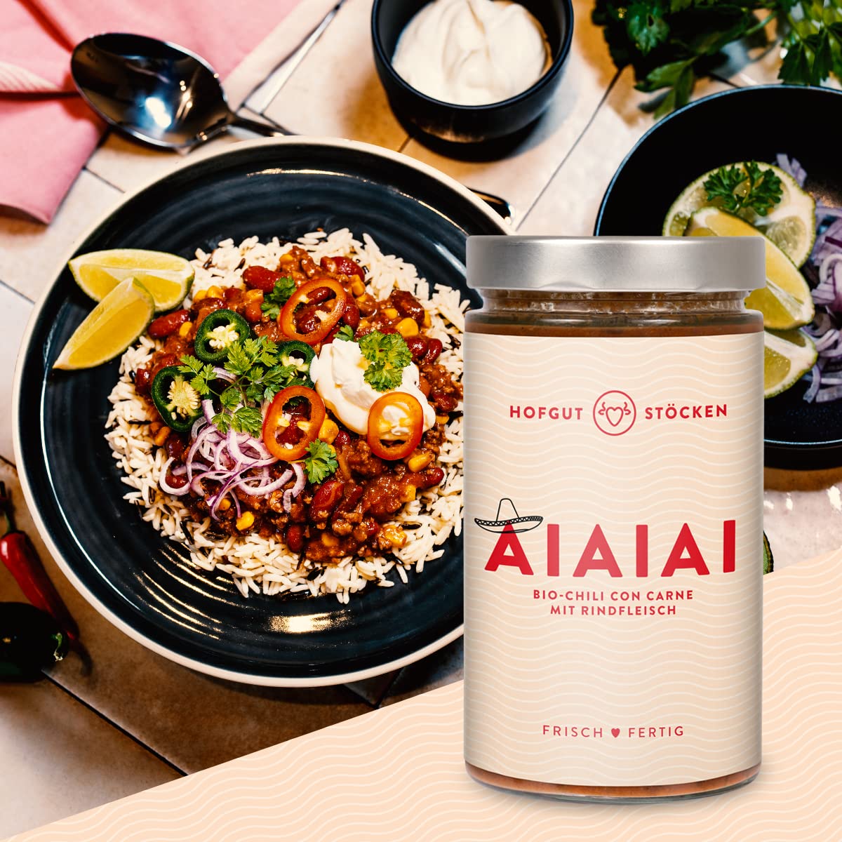 Hofgut Stöcken | Genießerpaket "Die leckerste Idee Deutschlands" vom Testsieger | 6x 620ml Bio-Fertiggerichte im Glas für Topf & Mikrowelle |Bio-Bolognese |Bio-Rahmgeschnetzeltes |Bio-Chili con Carne