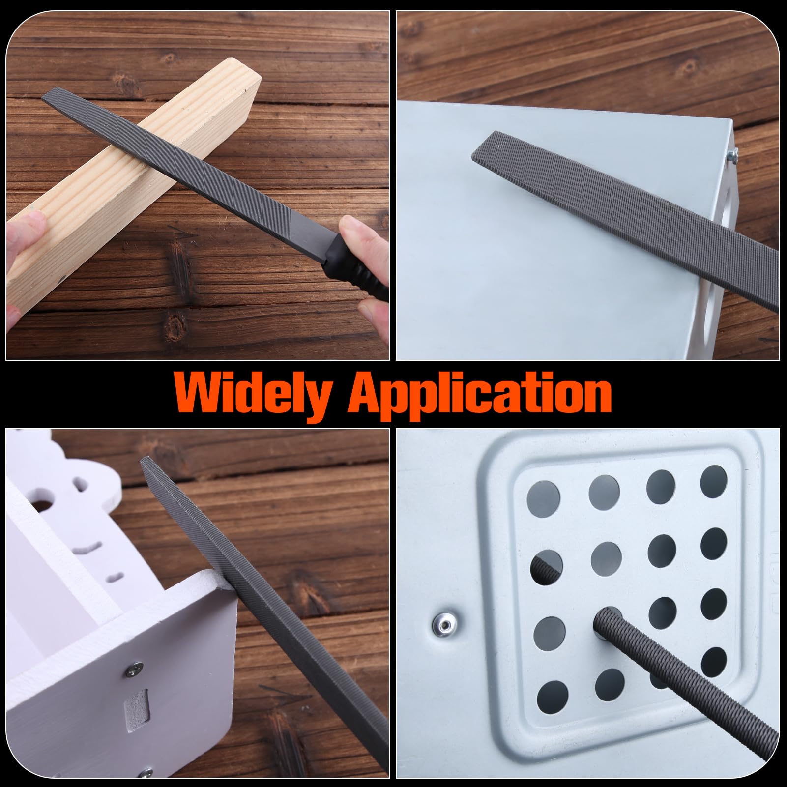 6pcs 8 Inch Square File Set,Wood File,High Carbon Steel Rasp Set Hand Tool For Woodwork Metal Glass Ceramic,for Metal Grinding, Leather Edging, Wood Processing