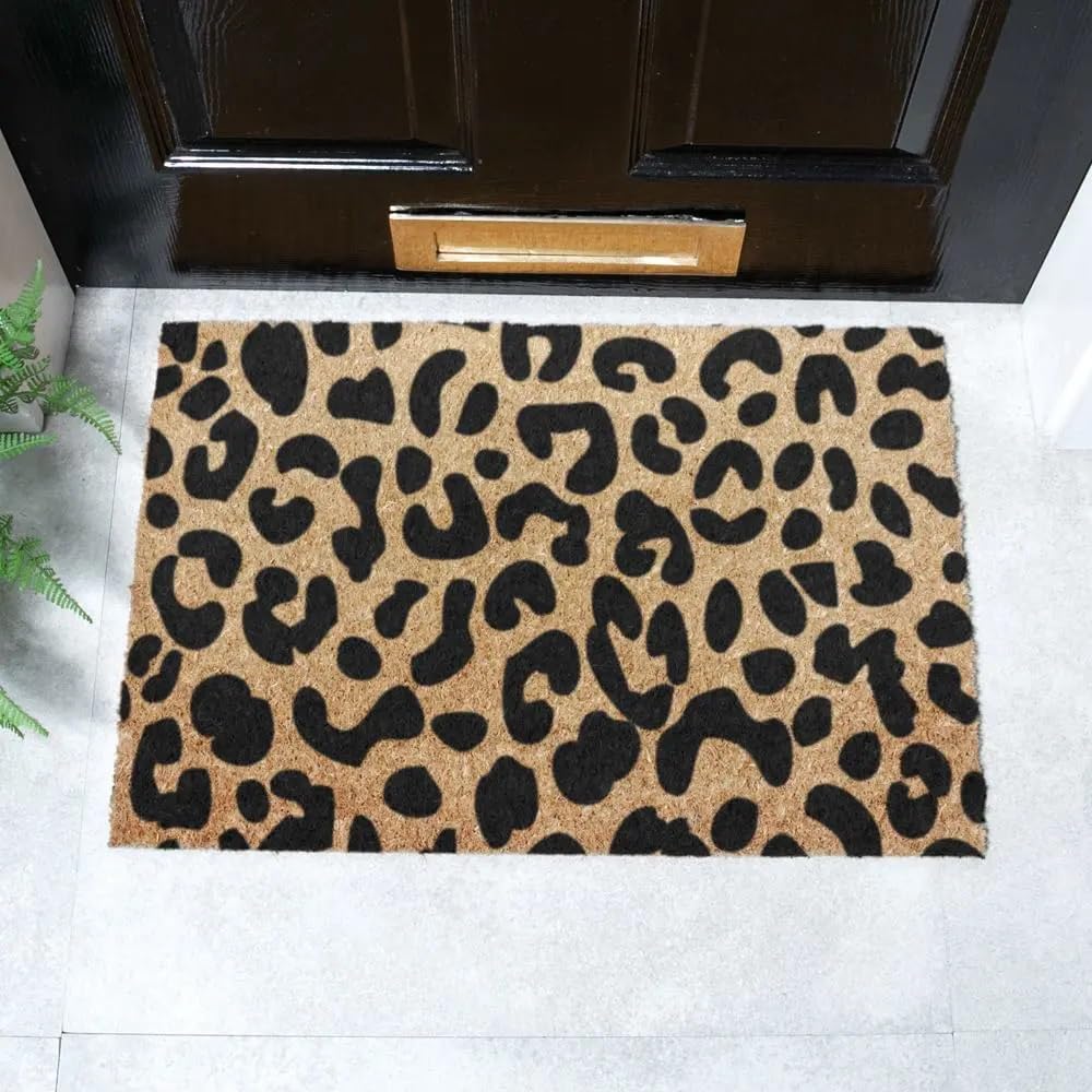 Artsy Mats - Leopard Print Doormat - Made from Tufted Coconut Fibre - Non-Slip Natural Rubber Backed Doormats Indoor - Heavy Duty, Decorative OutDoormats, (60x40cm) — image 1