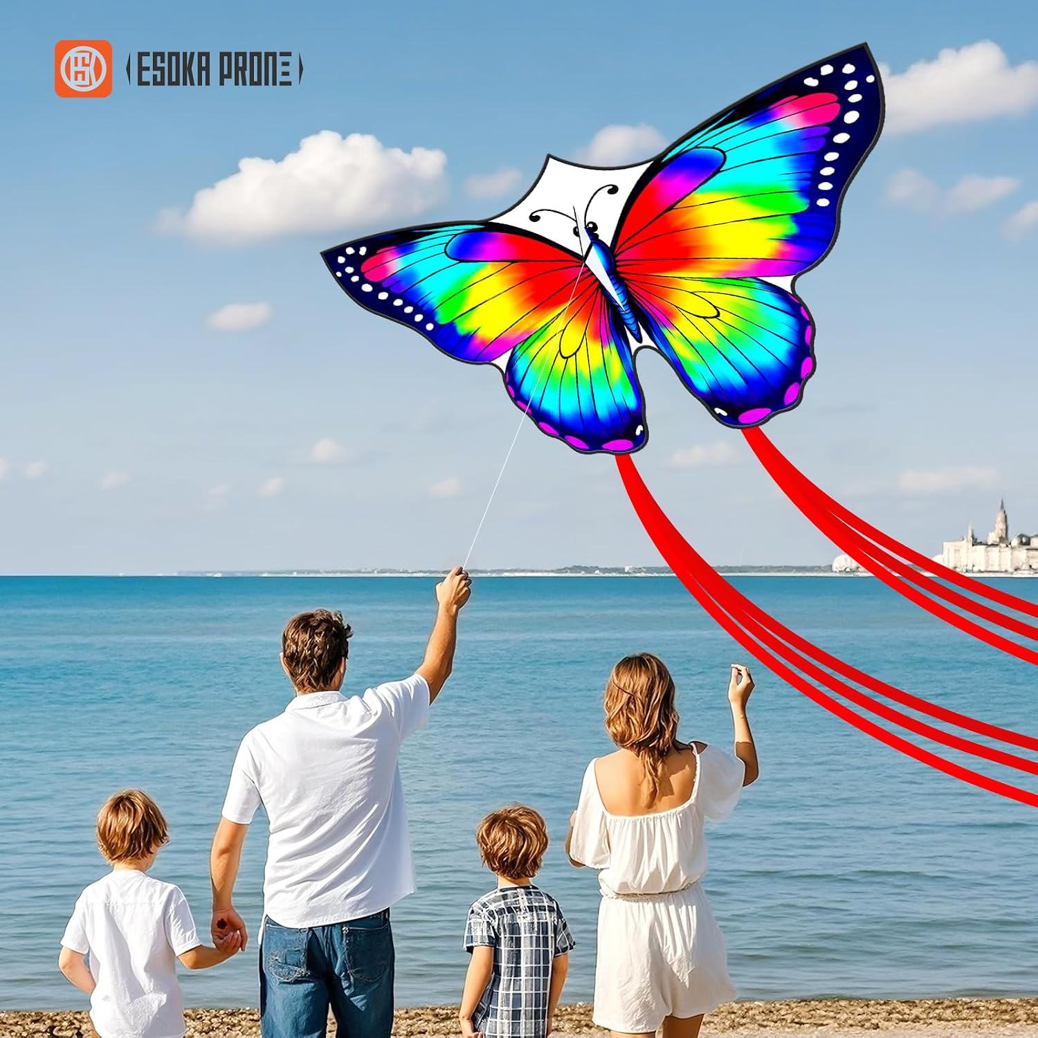 Spaceship Kite Easy to Fly for Kids and Adults with String Reel，Beach Kites for Outdoor Games and Activities (Guang yun Colorful Butterfly, 1) image 2
