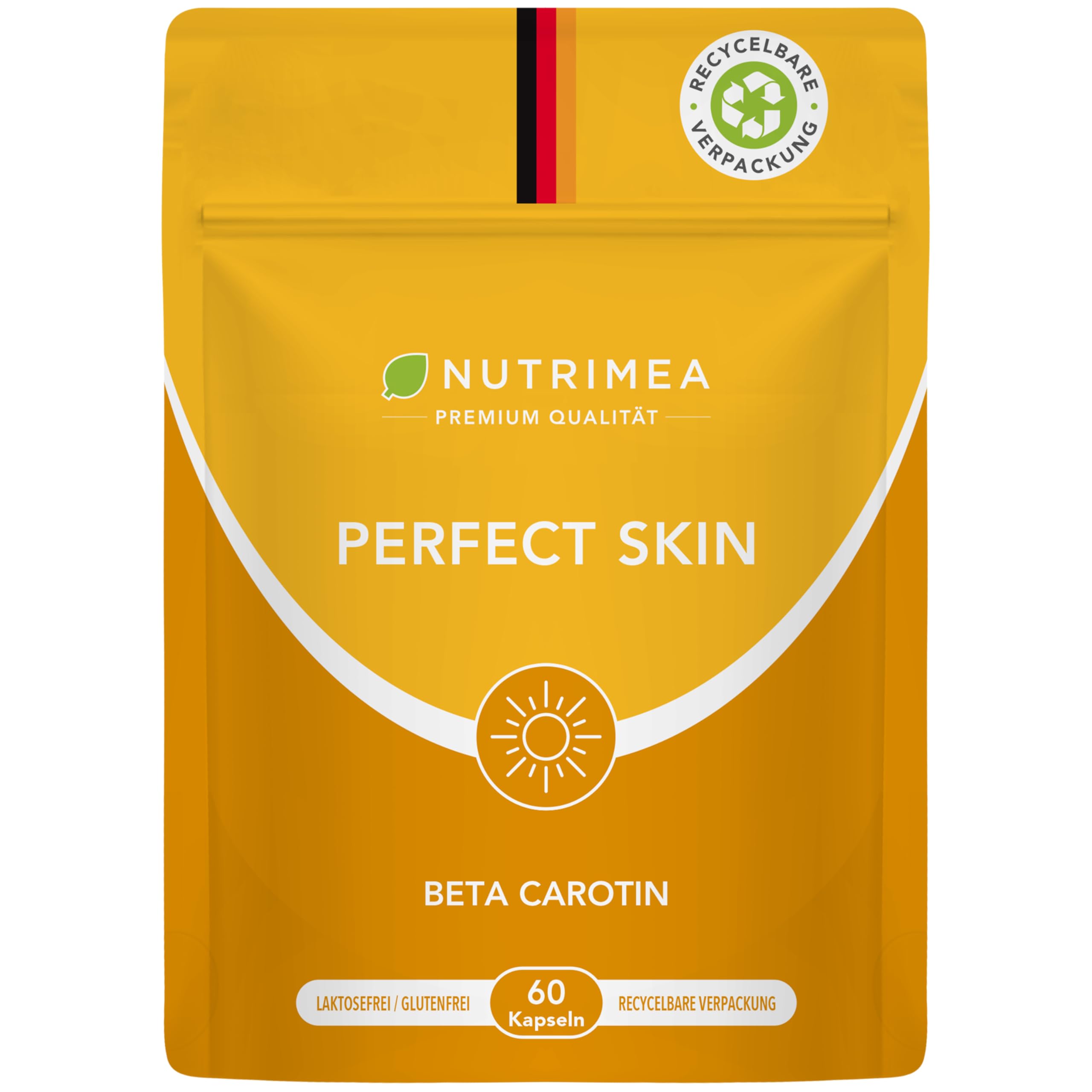 Beta Carotin Bräunungskapseln | 2in1 Natural Tan Bronzer Perfect Skin | Natürliche Bräune + Hautschutz | Vitamin A E Antioxidantien Selbstbräuner Kapseln 100% Vegan