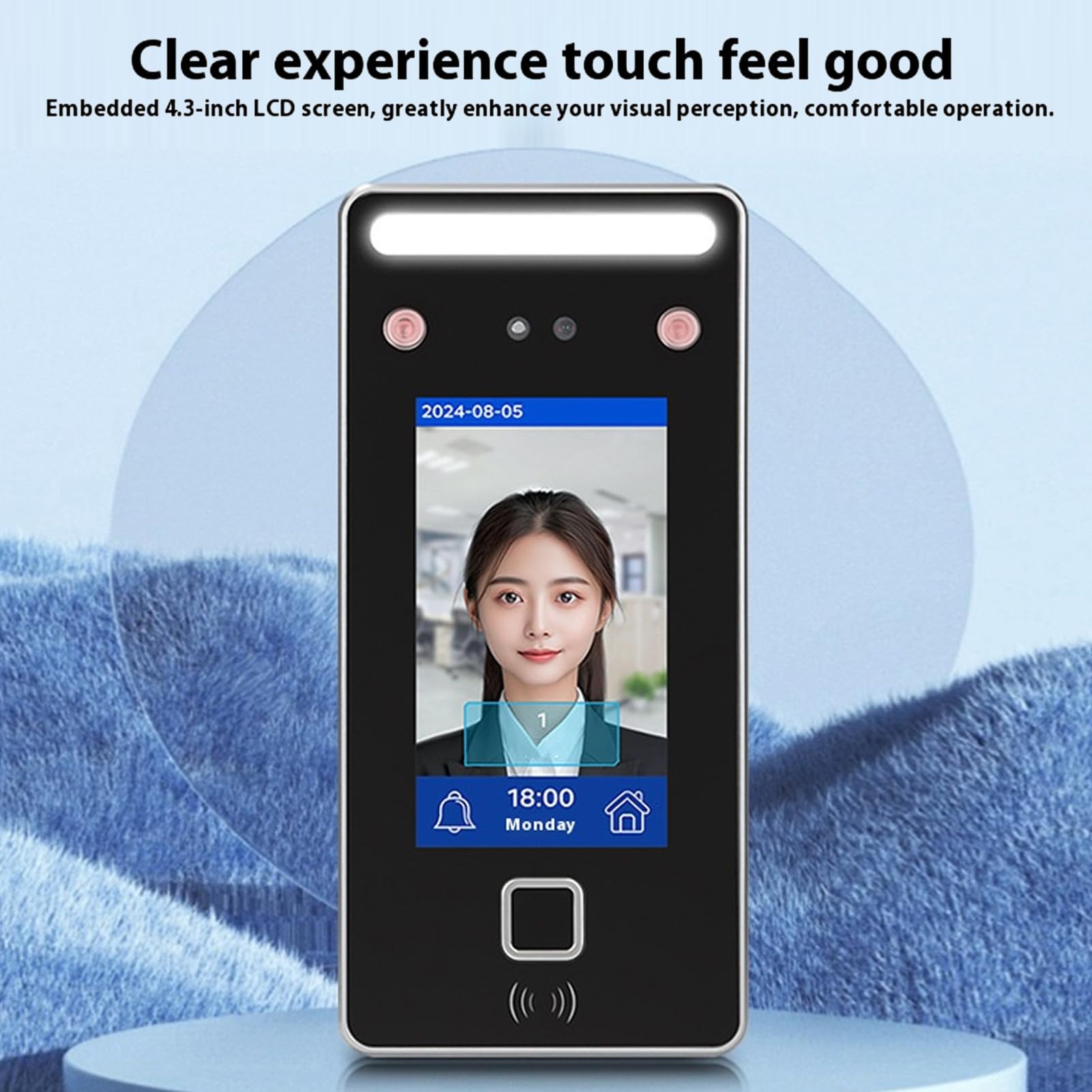 Luocute Anwesenheit der Gesichtserkennung, Face ID Dynamic Facial Card Access Control Time Uhr für Mitarbeiter mit Dynamischer AI -Biometrie 2000 Benutzerkapazität Zugriffskontrolle