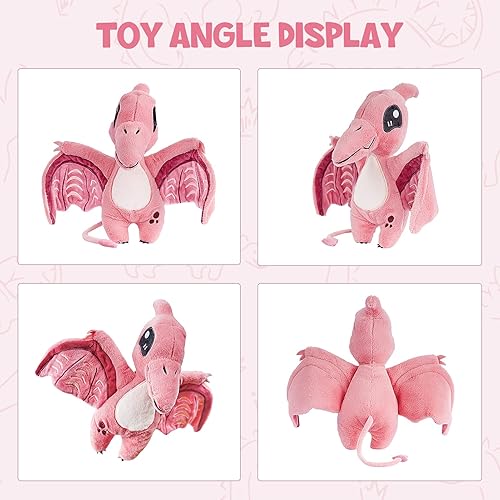 Miniatura 3 de TCBunny Juguete de peluche de dinosaurio bebé de 14 pulgadas, regalos para niños, niñas, cumpleaños, San Valentín, Navidad (Pterosauria, rosa)