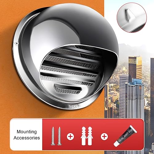 Miniatura 7 de Tapón redondo de acero inoxidable 304, salida de aire de pared exterior, campana extractora de tubo de escape, tapa de lluvia de chimenea, tapa