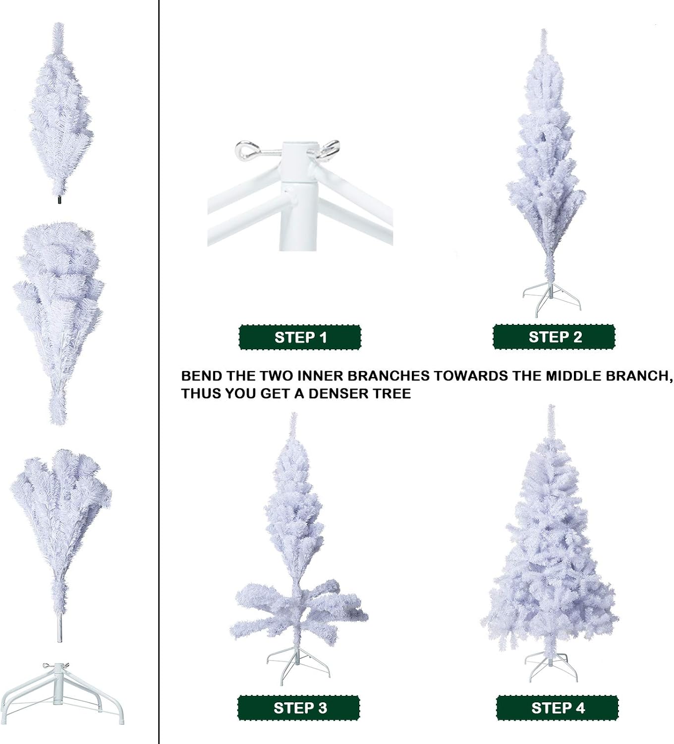 SUNCOM 6FT Christmas Tree Artificial Pine Tree for Holiday Decorations or Gifts with 1000 Branch Tips, White