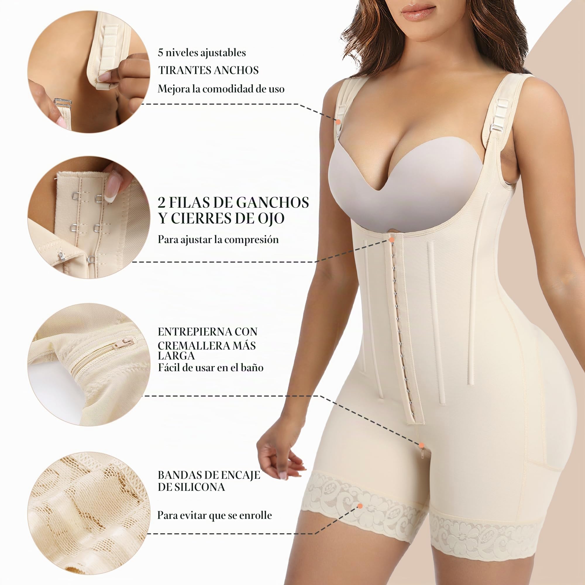 YIANNA Body Reductor Mujer Adelgazante Fajas Colombianas Reductoras con Huesos de Acero Moldeador Barriga Postparto