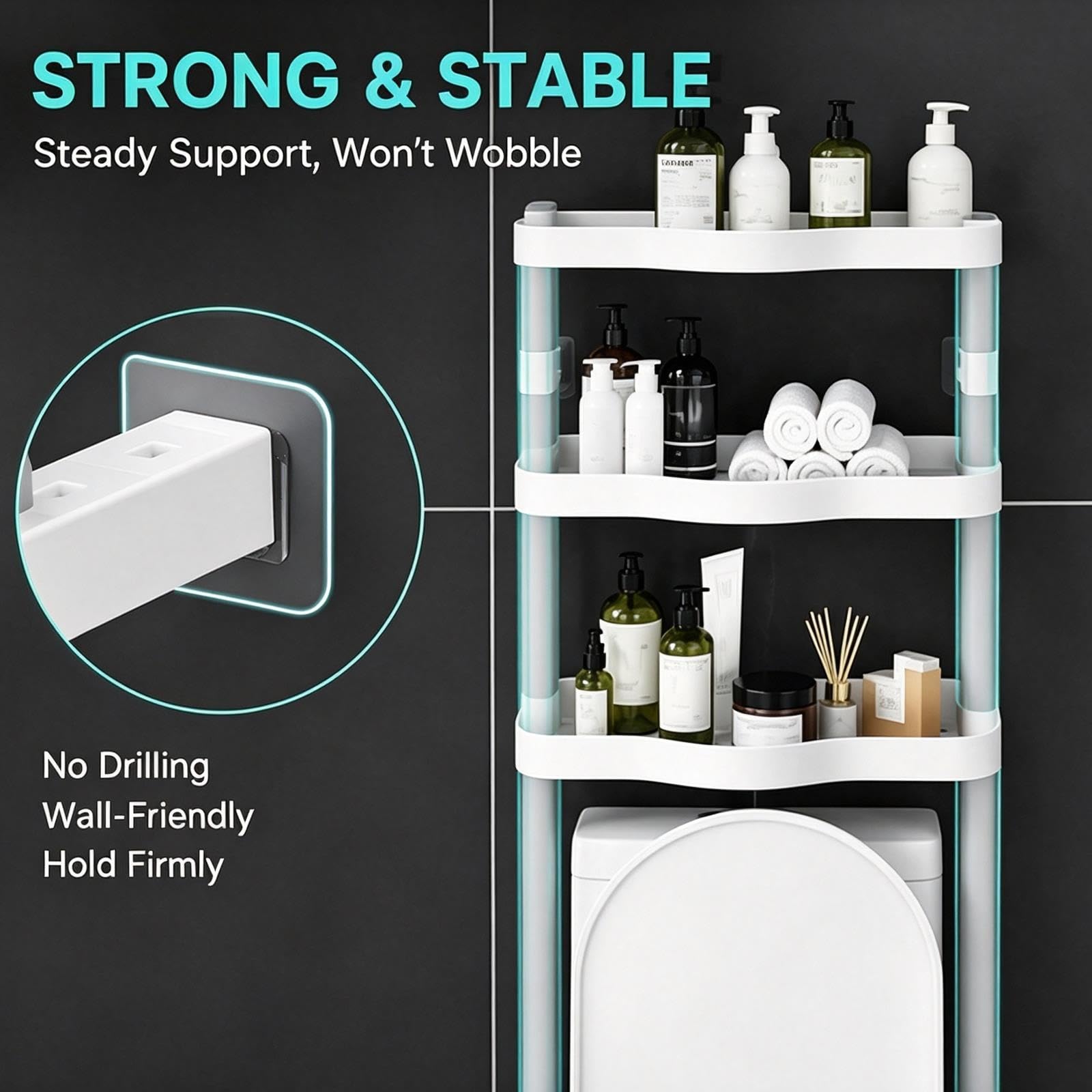 Generico Mensola WC, Scaffale Bagno Sopra Toilette, Salvaspazio