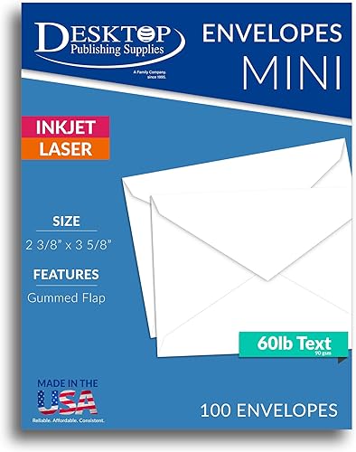 Desktop Publishing Supplies Sobres blancos tamaño floristería - Paquete de 100 (2 3/8" x 3 5/8")