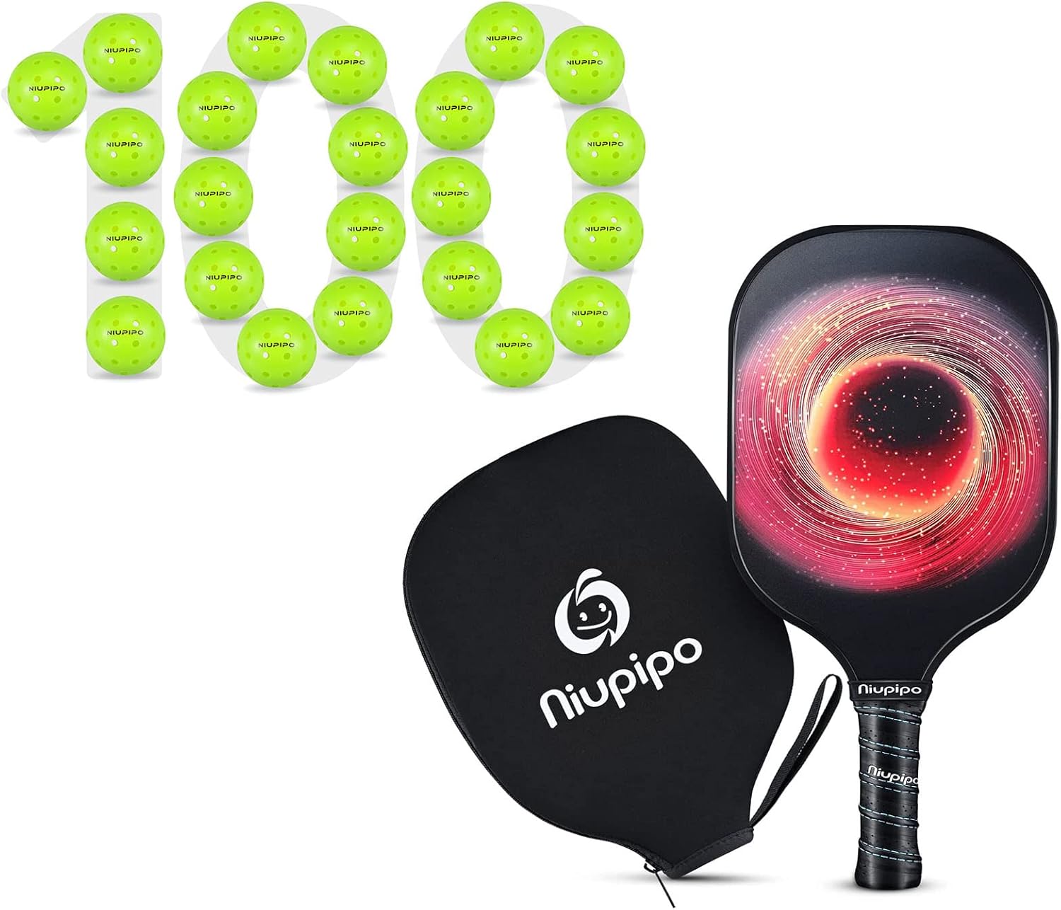 niupipo Pickleball Paddle Orange+100 Pickleball Balls Pack Sports & Outdoors