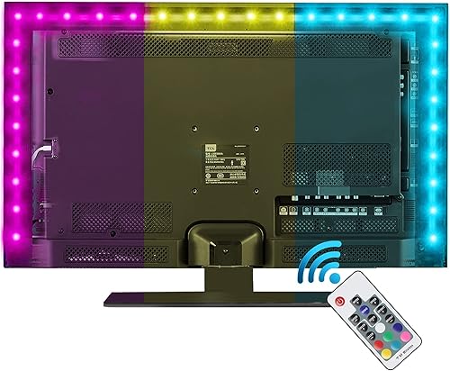 Vansky Tira de luces LED, iluminación sesgada para TV de 40 a 60 pulgadas, tira de luz LED RGB alimentada por USB de 6.6 pies con control remoto,