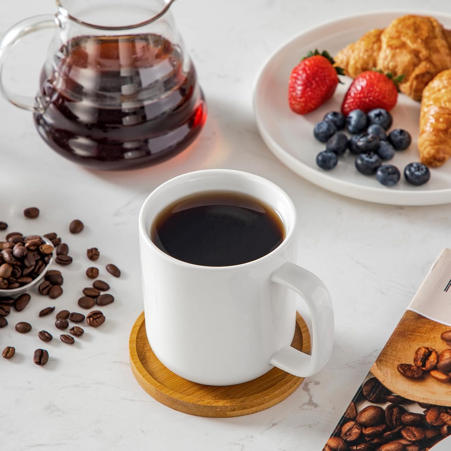 vancasso Porcelain Coffee Mugs Set, 16 oz Ceramic Coffee Cups for Americano Hot Tea Iced Coffee Cold Brew Cocoa Milk Mugs Set of 6, Dishwasher & Microwave Safe, White - Image 8