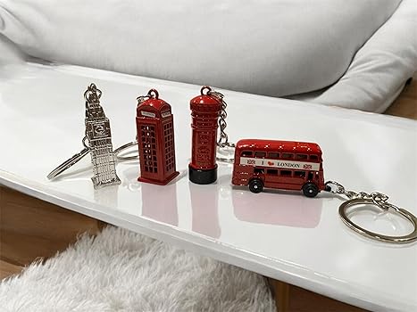Portachiavi Souvenir Di Londra - Cabina Telefonica, Bus A Due Piani E Cassetta Postale - Foto 5