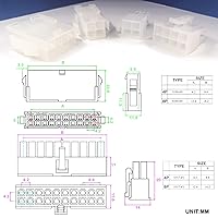 Vista 2 de Gikfun Terminal de carcasa de conectores de cable de 0.165 in, 18-24 AWG, 2 x 2 x 4 pines, carcasa de enchufe macho y hembra y 200 piezas