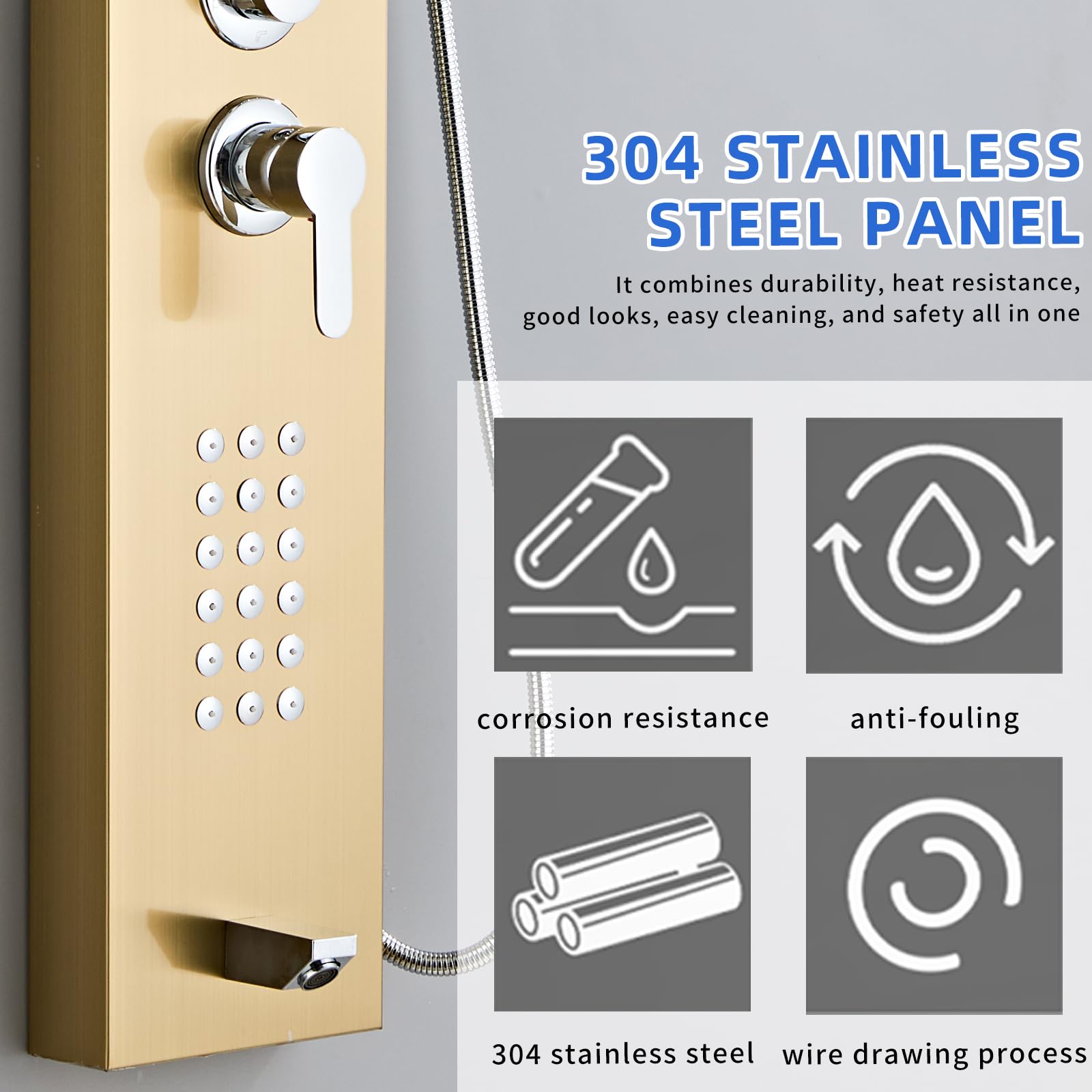 Luxury Shower Panel Tower - 5-in-1 Rainfall & Massage -3