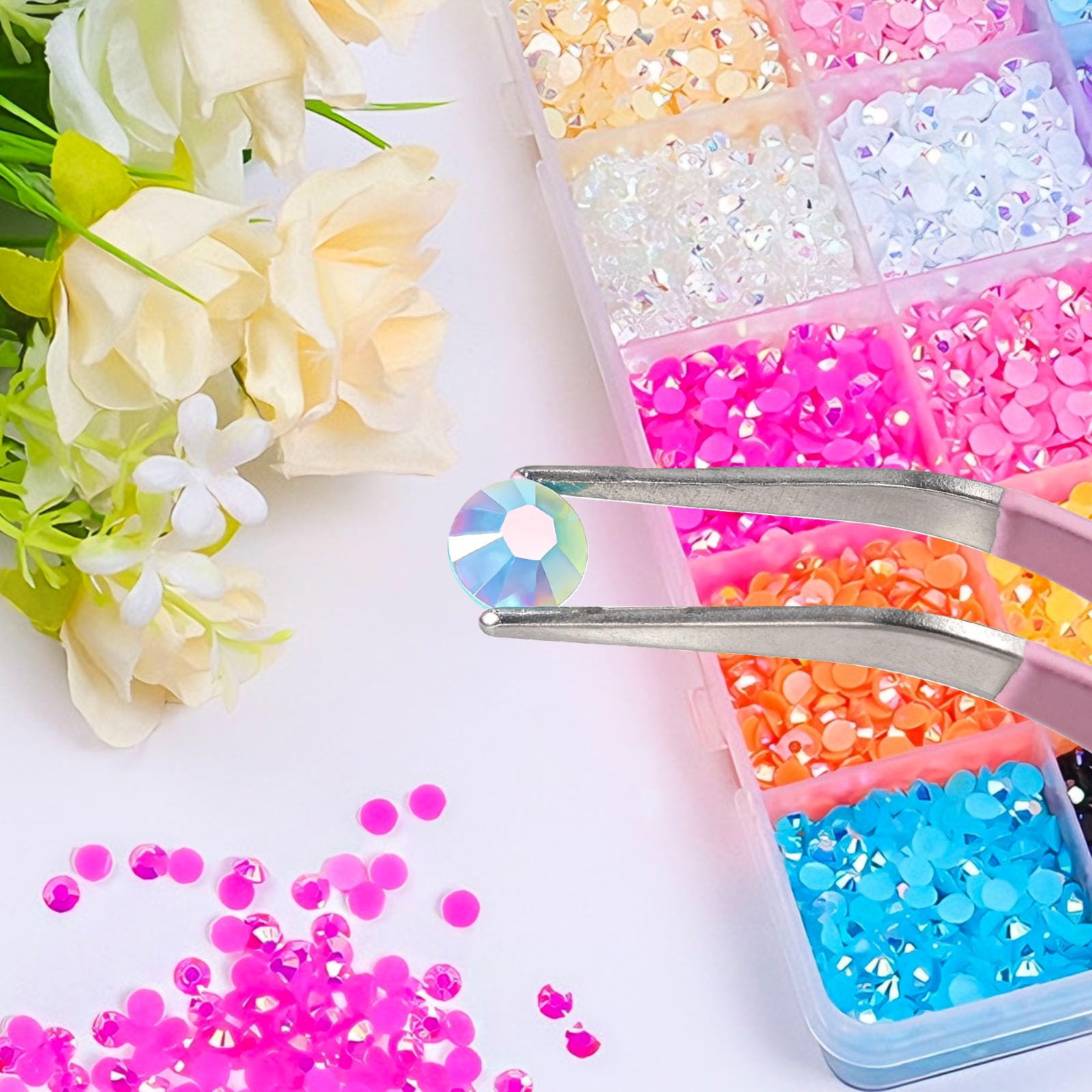 24 Colors Resin Jelly Rhinestones for Bedazzling Kit, 19200Pcs Multicolor 3mm Bedazzle Kits, Bedazzled Kits for Nail Art Crafting Book Makeup Clothing Shoes Diamond Art — view 4