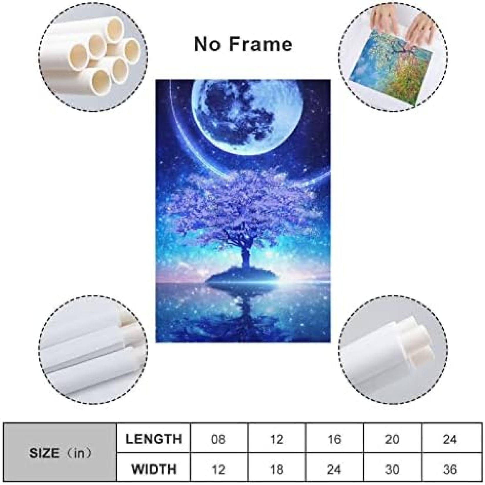 Amazon.co.jp: 桜 海 星空 満月の夜空 美しい アートパネル