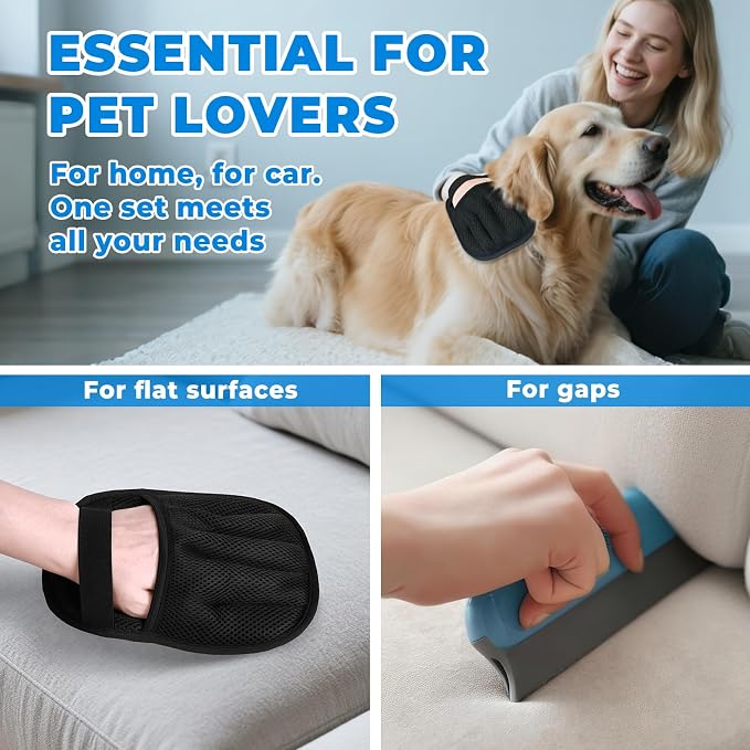 Guantes para remover pelo de mascotas 2 pcs miniatura 6