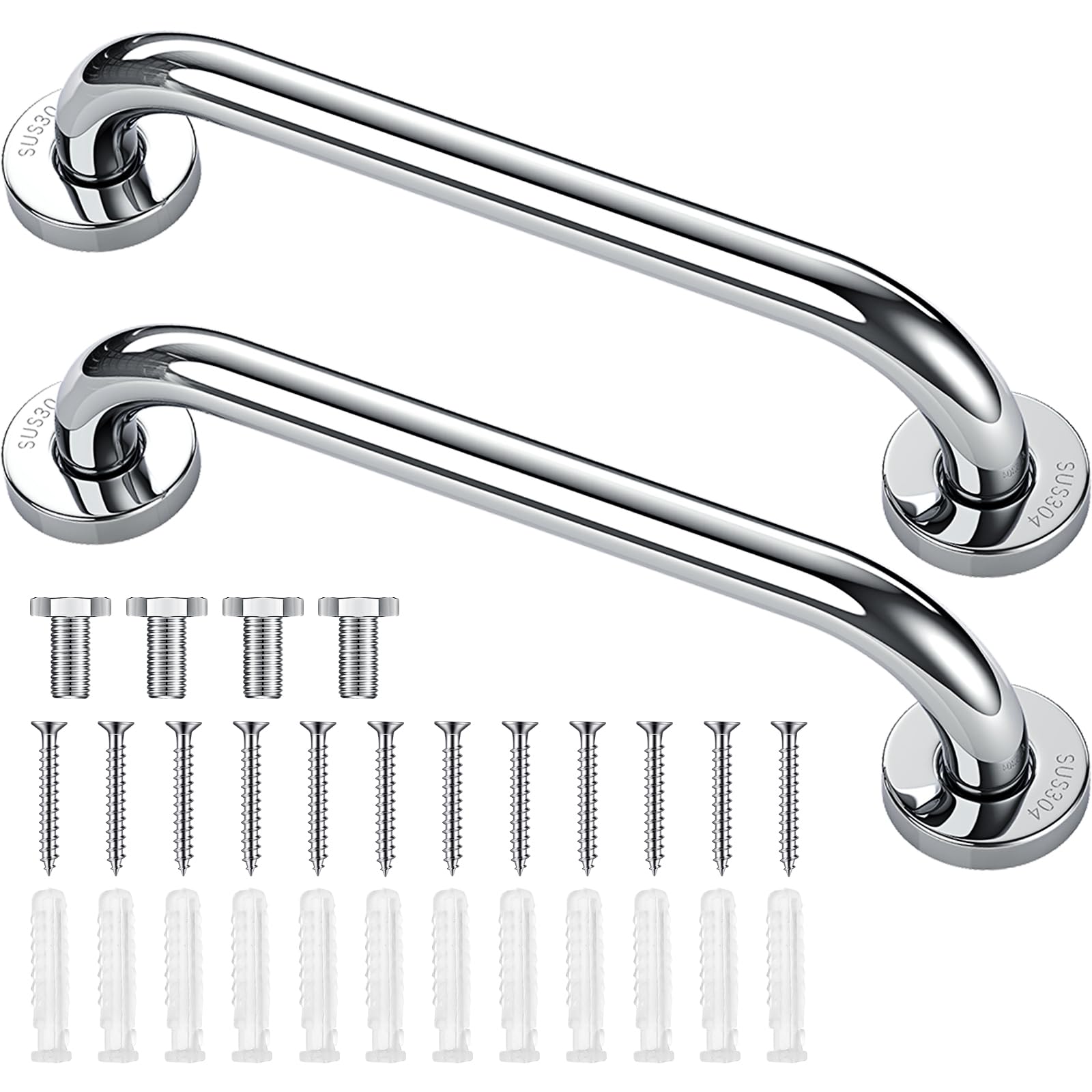 Blulu 2 Set Shower Grab Bar Stainless Steel Bathroom Grab Bar Handle Anti Slip Heavy Duty Bathtub Handle Support Balance Hand Rails for Bathroom Elderly Handicap Senior Pregnant (24 Inch)