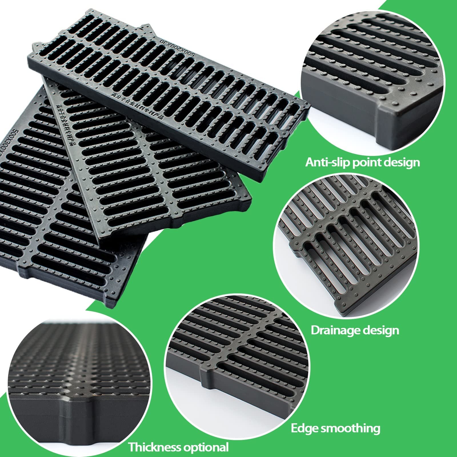 Earnmore Caniveau Exterieur Grille de Drainage, Grille Caniveau, Systèmes De Drainage, Caniveau Exterieur, Caniveau Terrasse, Jardin Grilles, pour Cour, Route, Parc,50x20x2cm(19.7x7.9x0.79in)