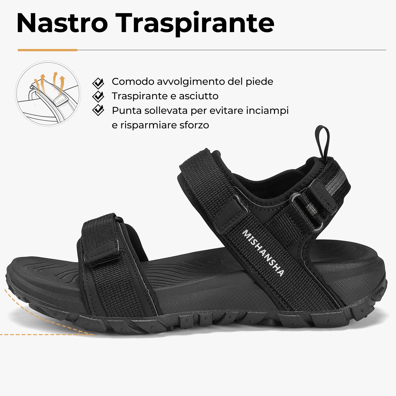 Mishansha Sandali Uomo Punta Aperta Estivi 39-46 EU | Scarpe Sportivi, Trekking, Antiscivolo, Spiaggia, Outdoor