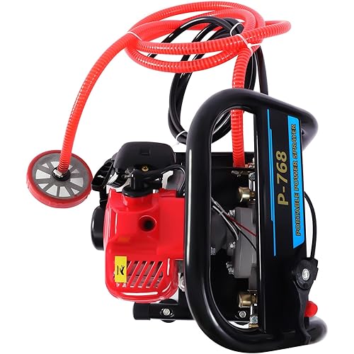 High Pressure Sprayer, 26CC 2-Stroke 0.9HP Portable Gas Powered Sprayer Agricultural Spray Duster Handheld Agricultural Equipment Powerful Washing Kit for Field Spraying & Vehicles Cleaning