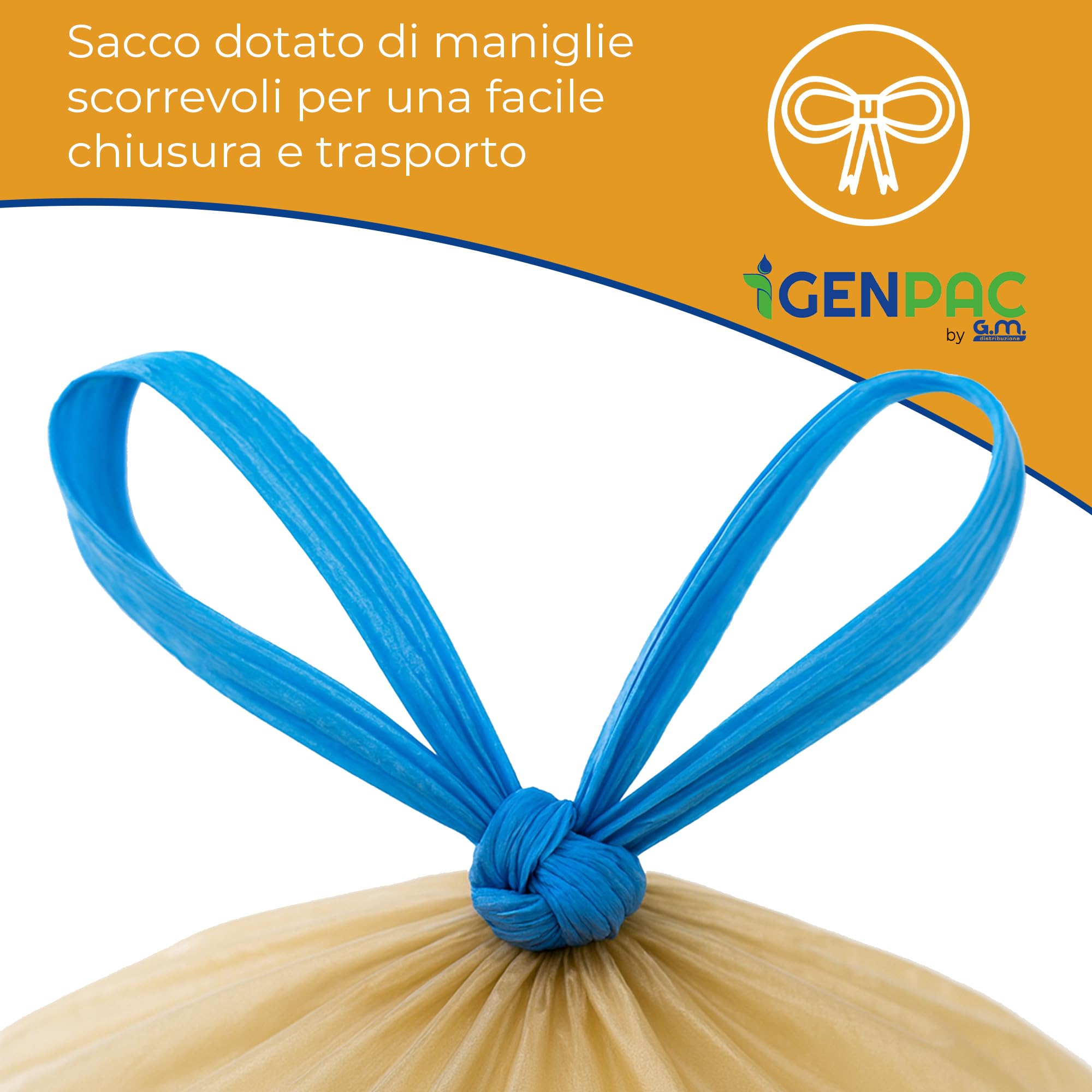 300 Sacchi Spazzatura Grandi Trasparenti 90x120 cm, Extra Resistenti da 150 Litri, Con comode maniglie di chiusura e Fondo Antigoccia, 100% Riciclabili, Made in Italy, Raccolta Differenziata