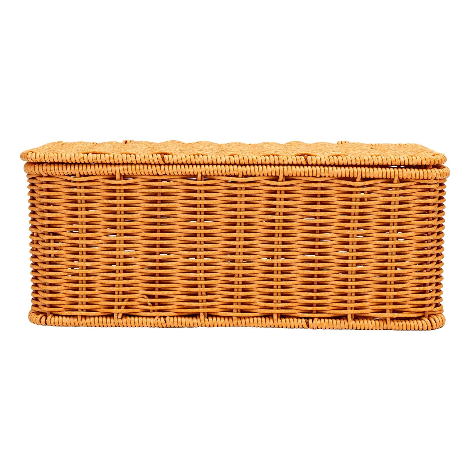 SIXRUN Scatola Gestione Cavi, Scatola Organizer per Cavi Intrecciati in Rattan con Coperchio Intrecciato a Mano, Copertura a 180 Gradi, Adatta a Prese Multiple Fino a 12 X 5 Pollici, per Scrivania,